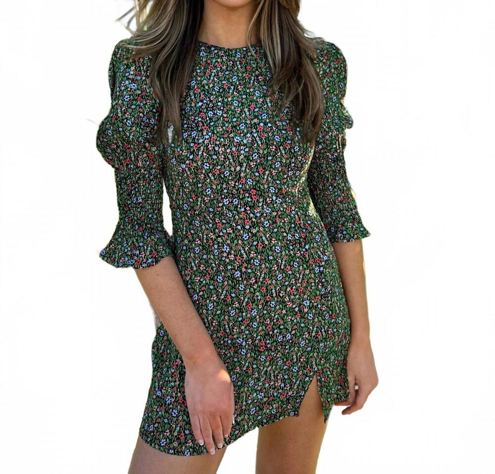 NEW OLIVACEOUS megan floral mini dress in green